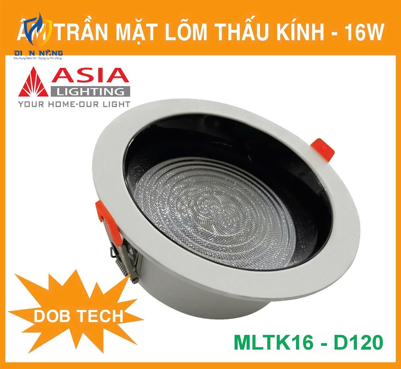 Âm trần mặt lõm thấu kính 16W - DOB