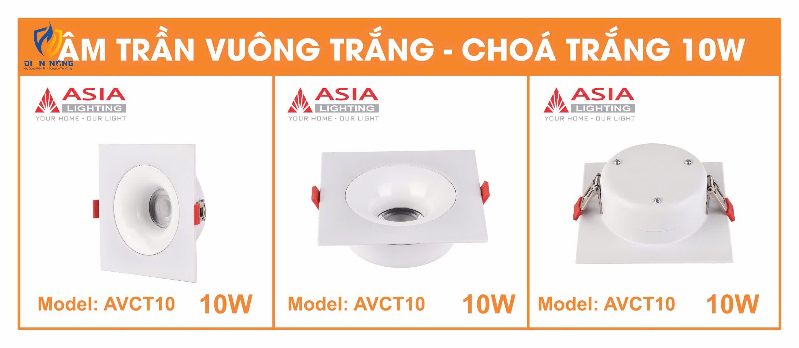 Âm trần vuông thân trắng - Chóa trắng 10W - anh 2