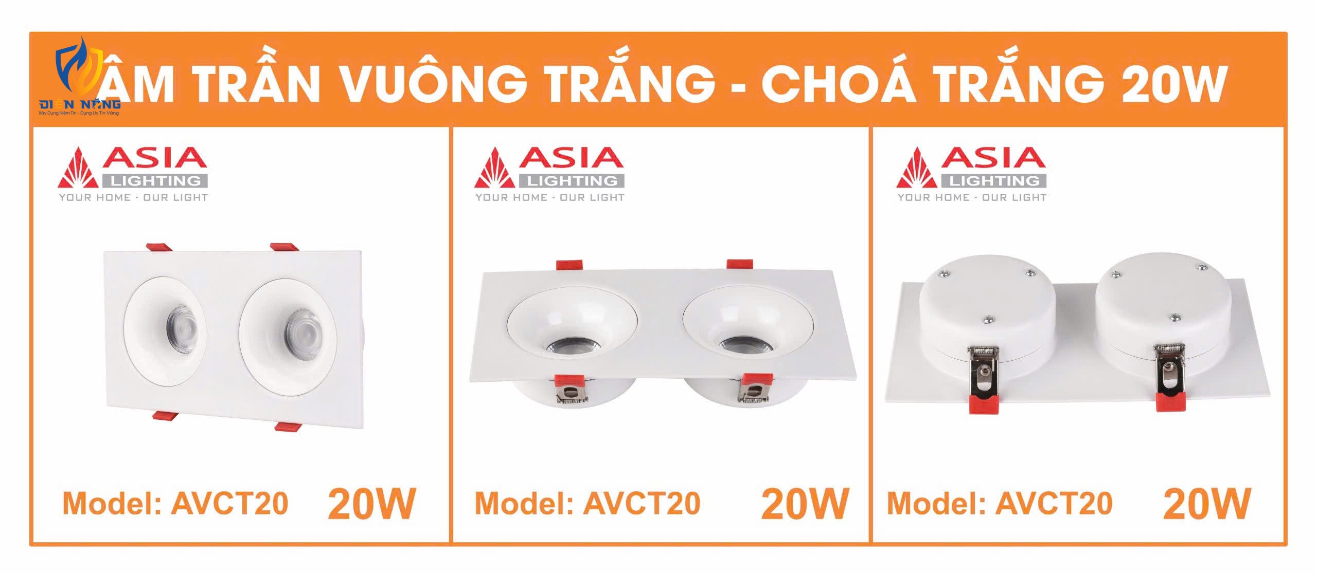 Âm trần vuông thân trắng - Chóa trắng 20W - anh 2