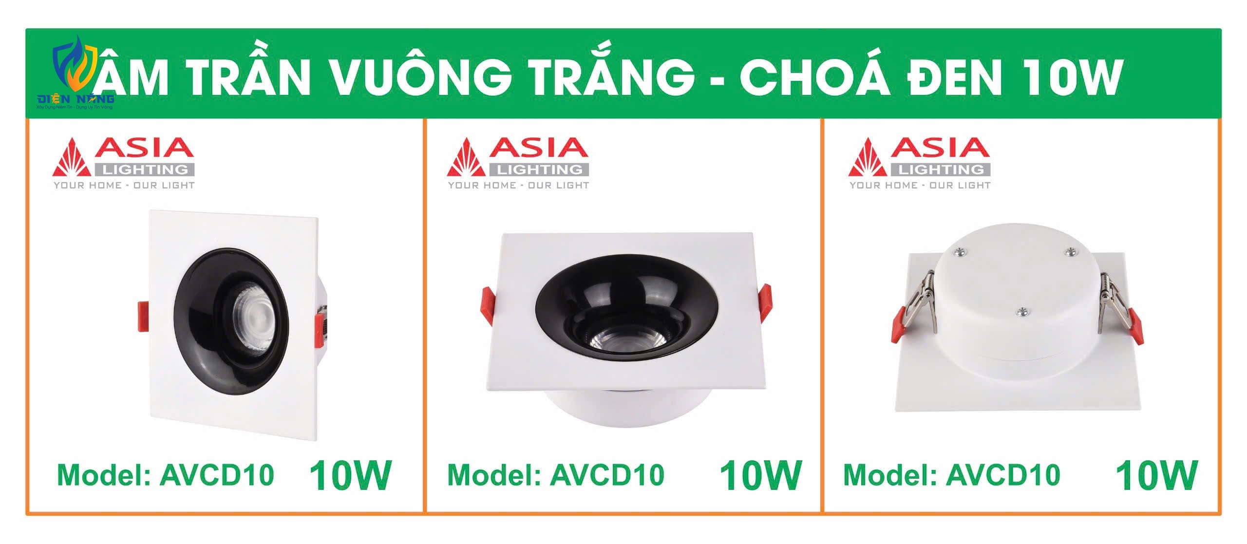 Âm trần vuông thân trắng - Chóa đen 10W - anh 2