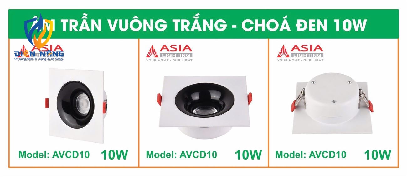 Âm trần vuông thân trắng - Chóa đen 10W