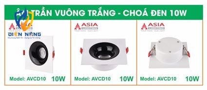 Âm trần vuông thân trắng - Chóa đen 10W - anh 3
