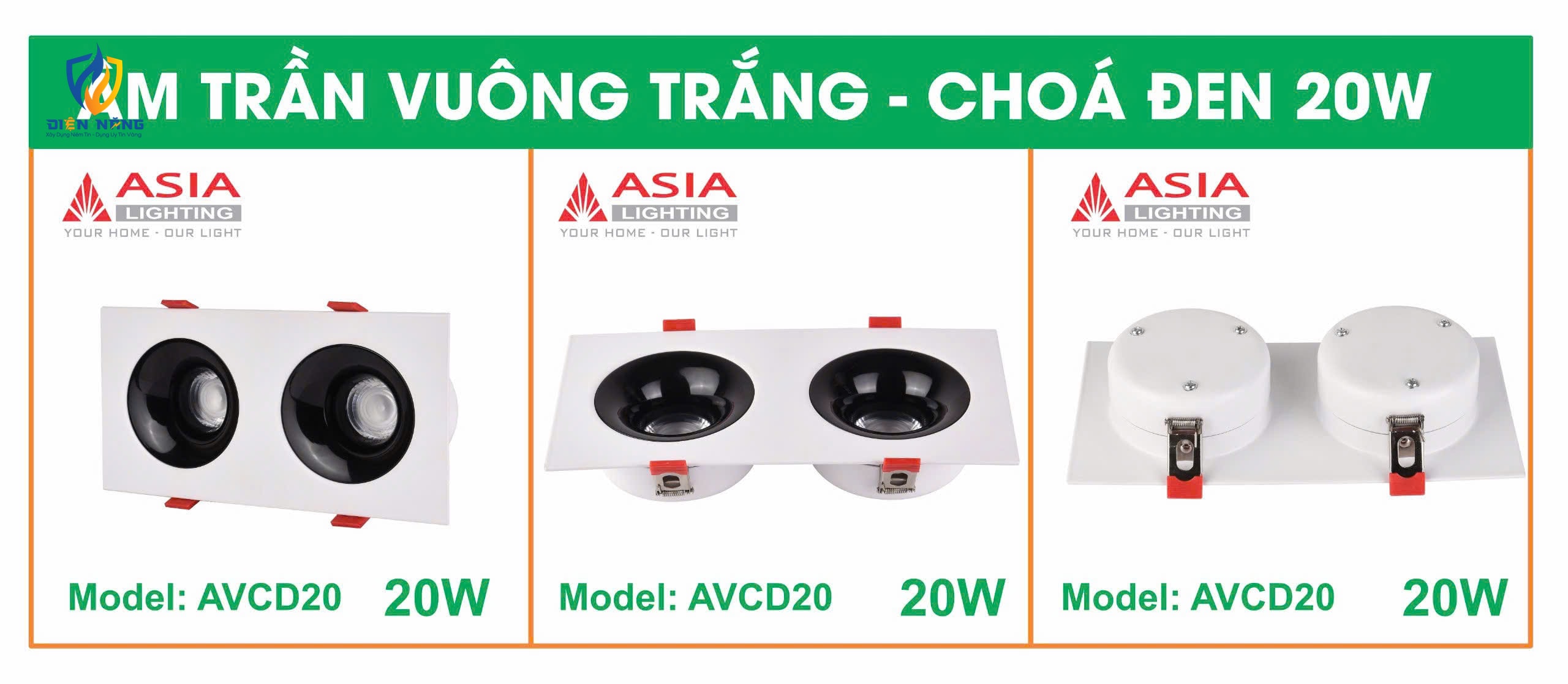 Âm trần vuông thân trắng - Chóa đen 20W - anh 2