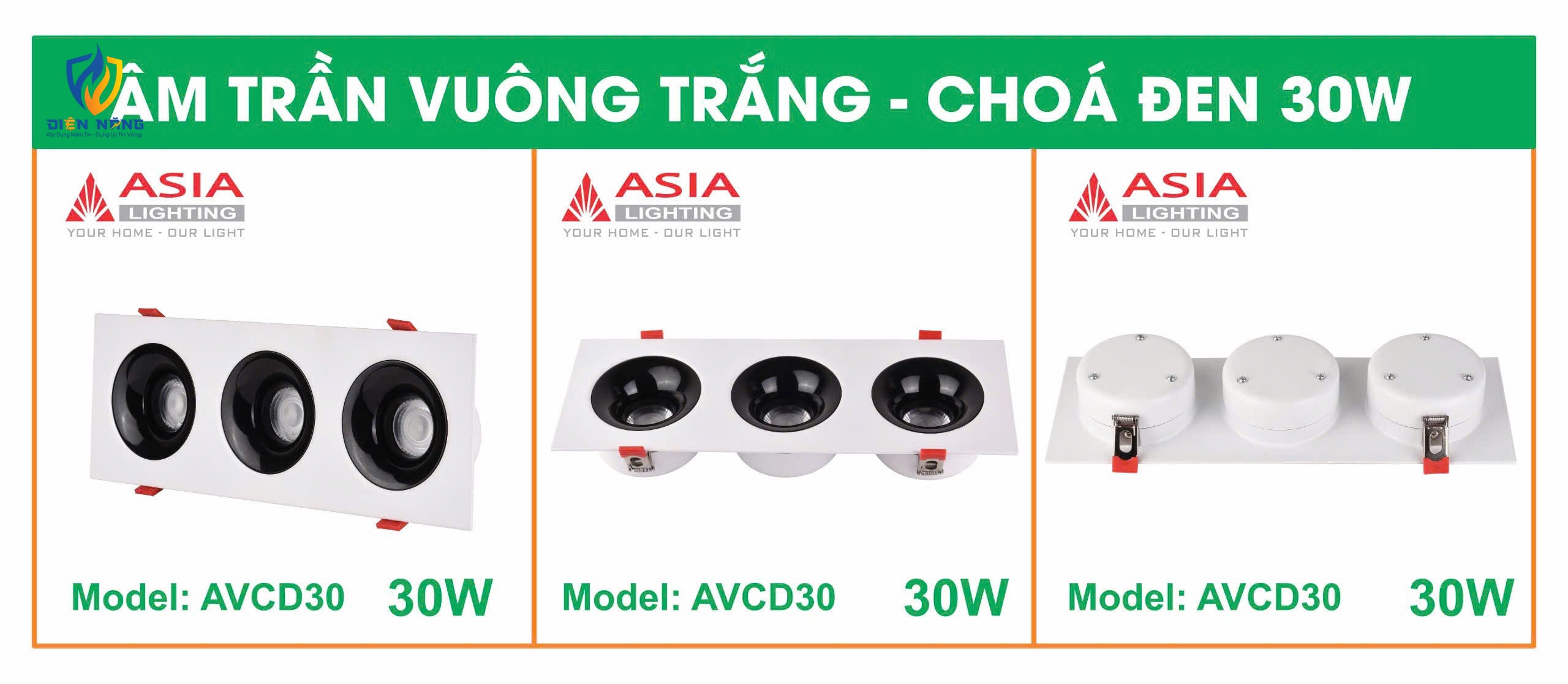 Âm trần vuông thân trắng - Chóa đen 30W - anh 2