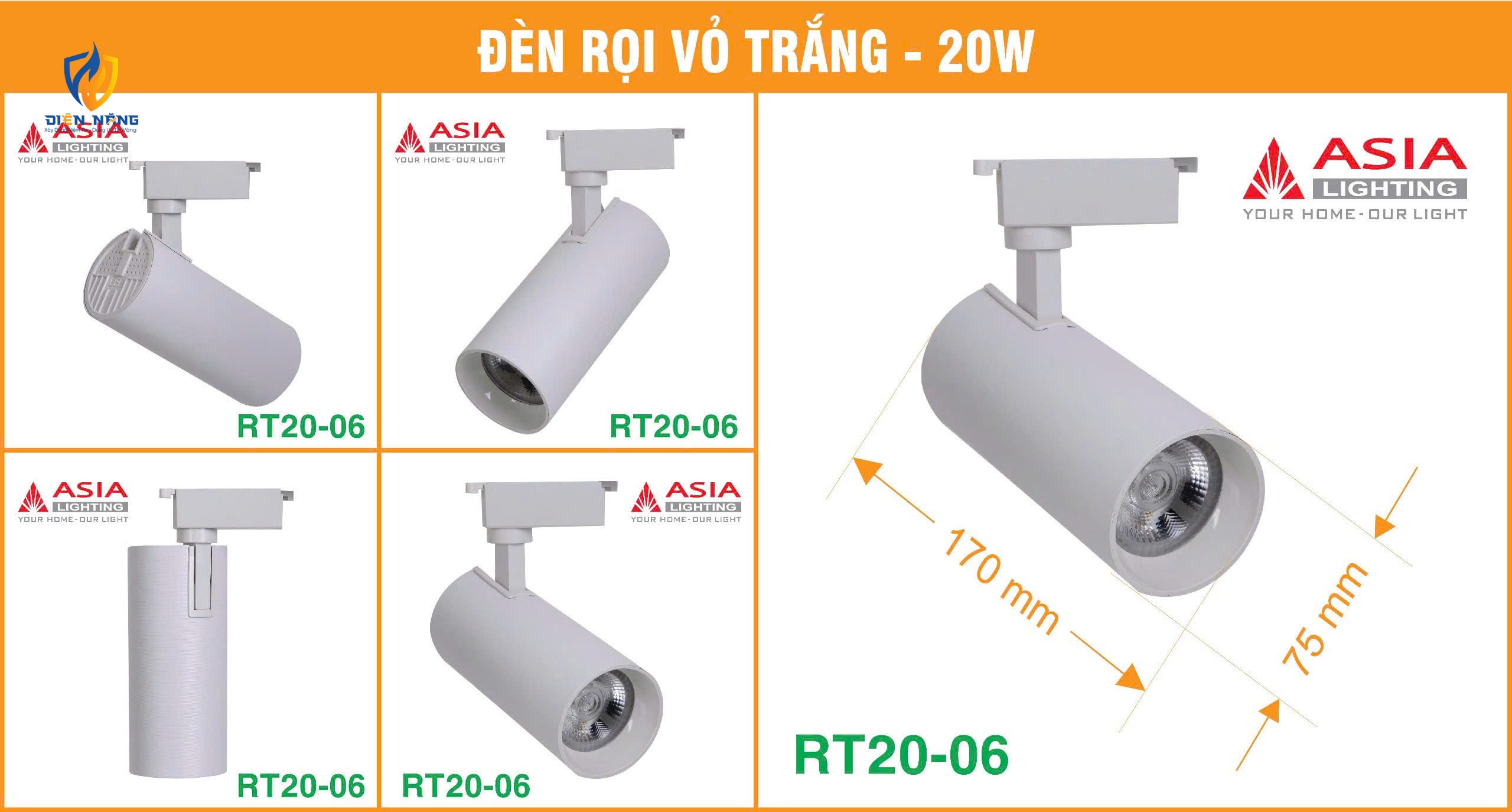 Đèn rọi vỏ trắng 20W - RT20-06 - anh 2