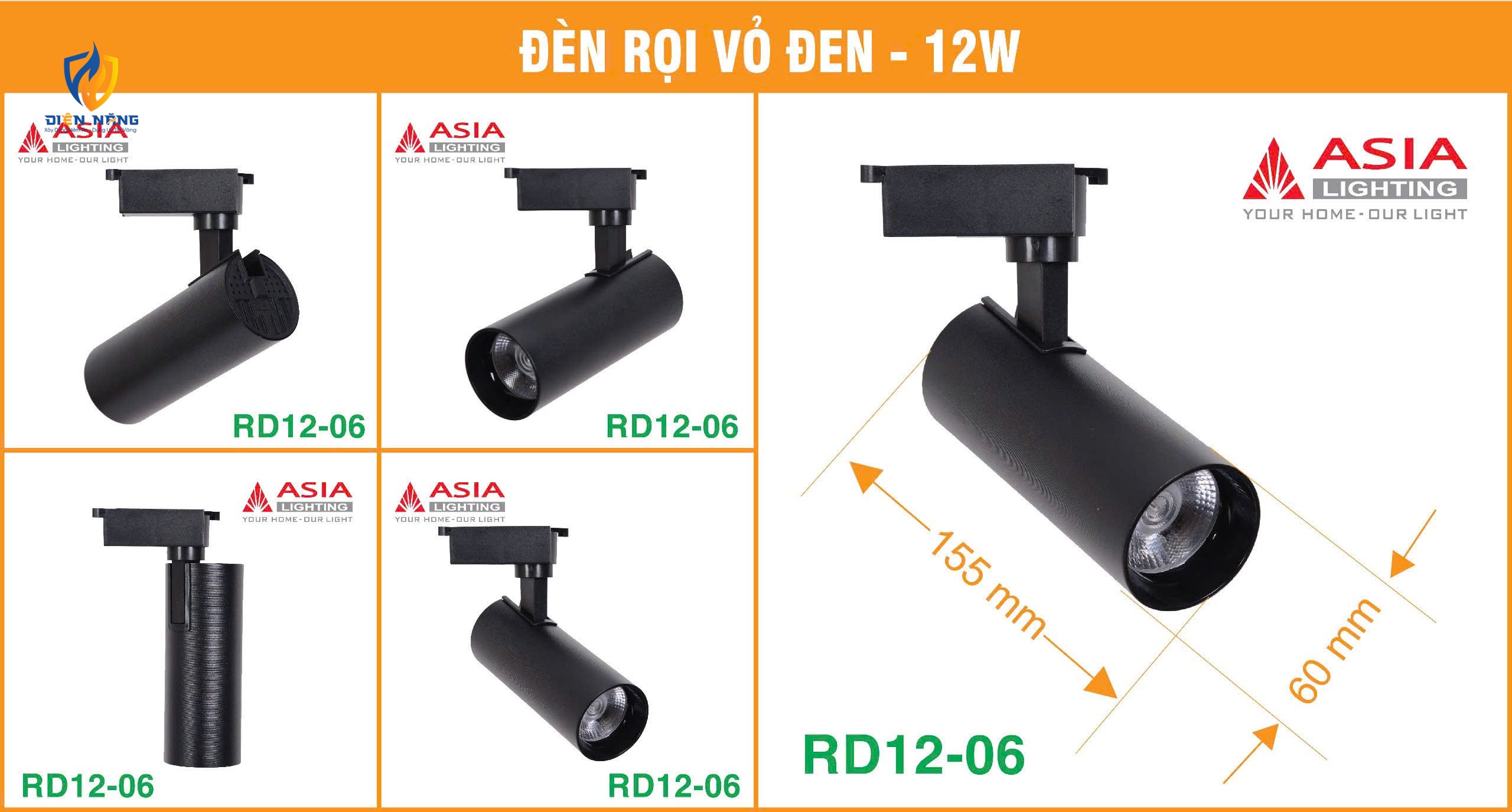 Đèn rọi vỏ đen 12W - RD12-06 - anh 2