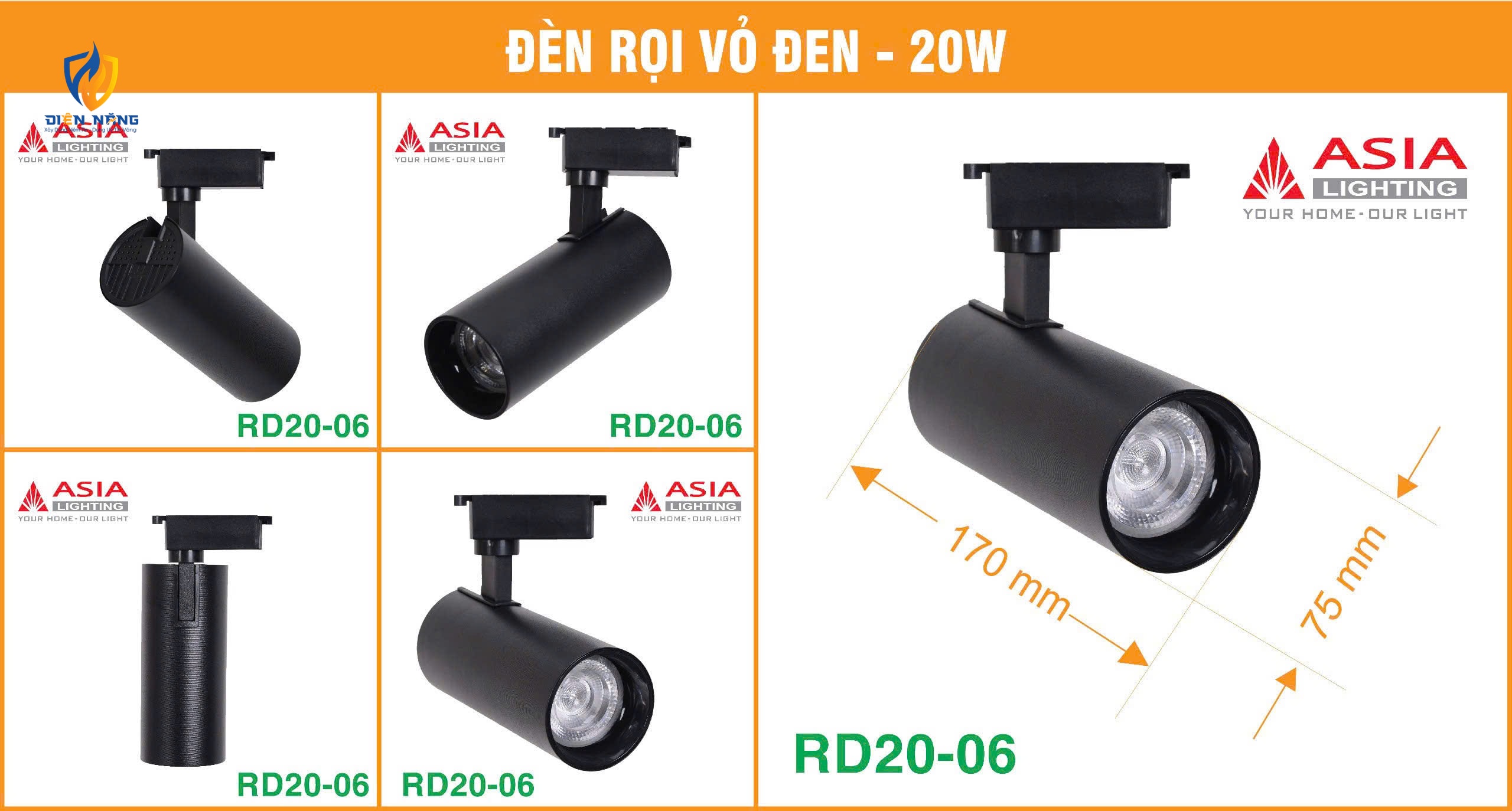 Đèn rọi vỏ đen 20W - RD20-06 - anh 6