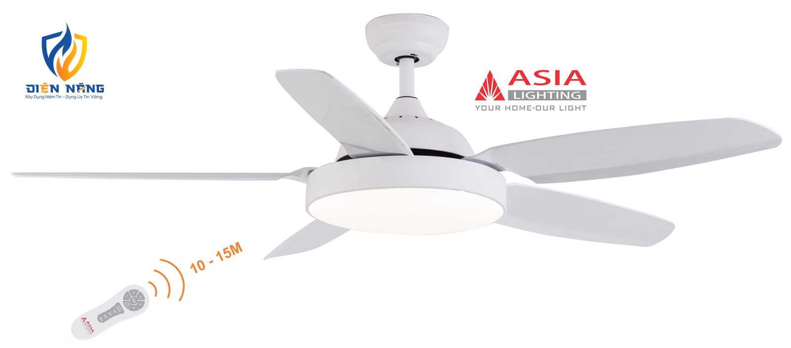 Quạt trần đèn cao cấp QT04-T- Trắng sang trọng