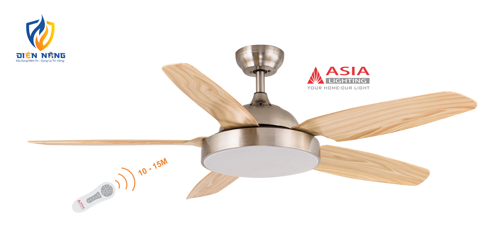 Quạt trần đèn cao cấp QT04-G - Gỗ phong cách