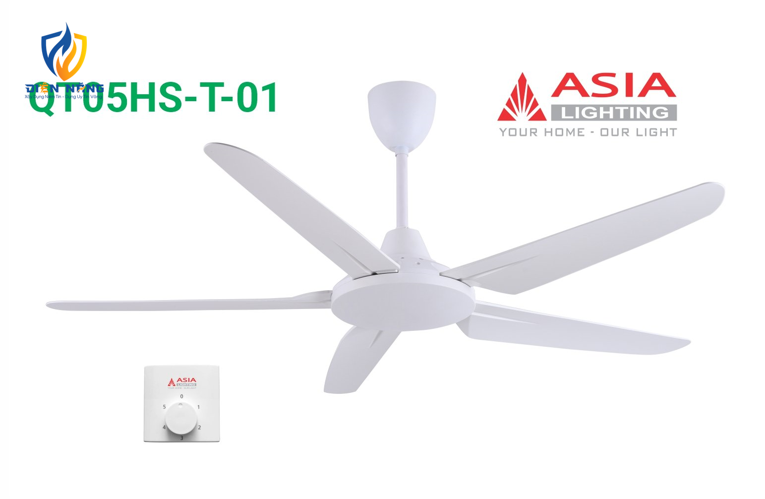 Quạt trần hộp số cao cấp QT05HS - Trắng sang trọng