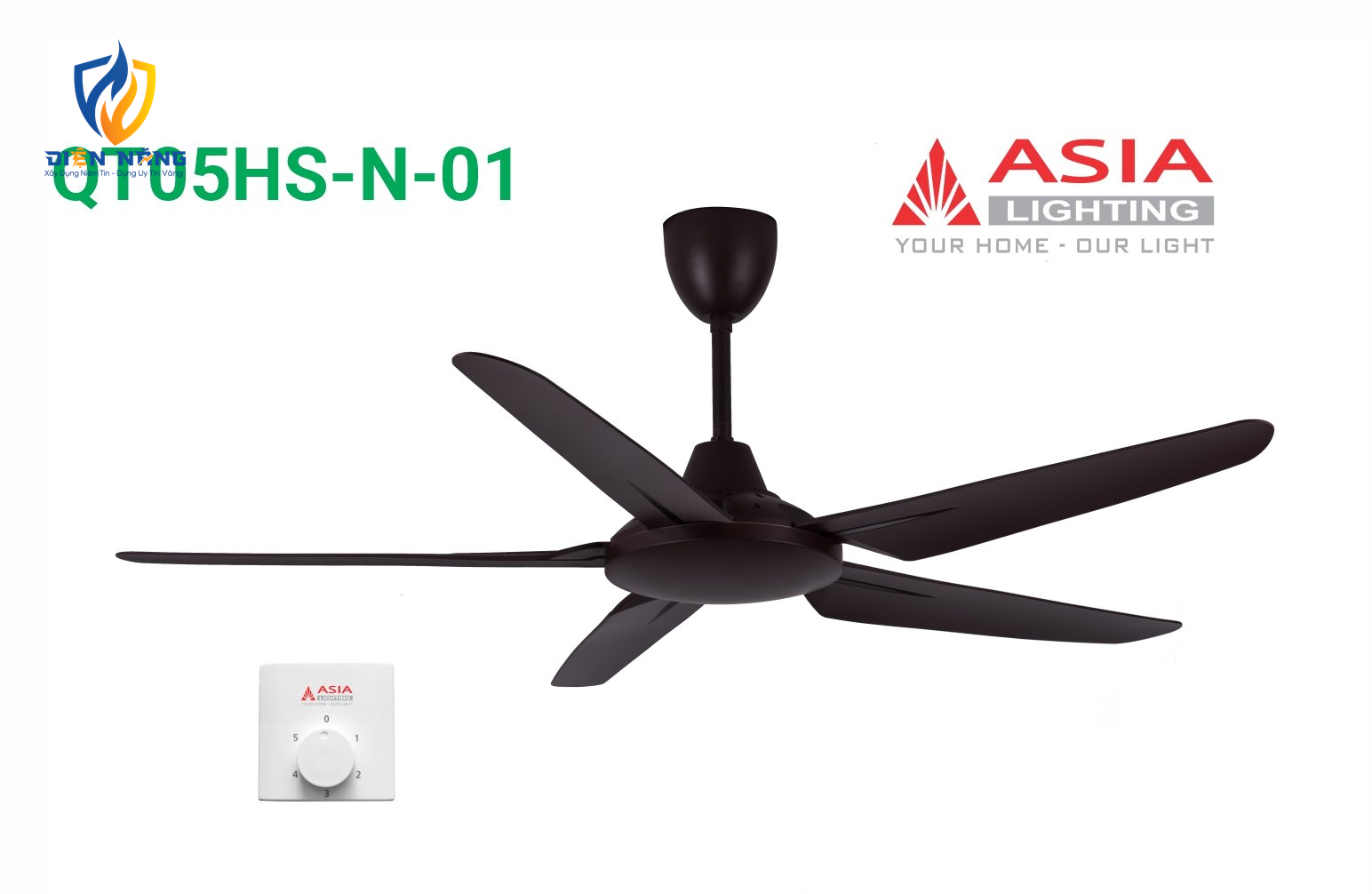Quạt trần cao cấp QT06-G - Nâu cà phê