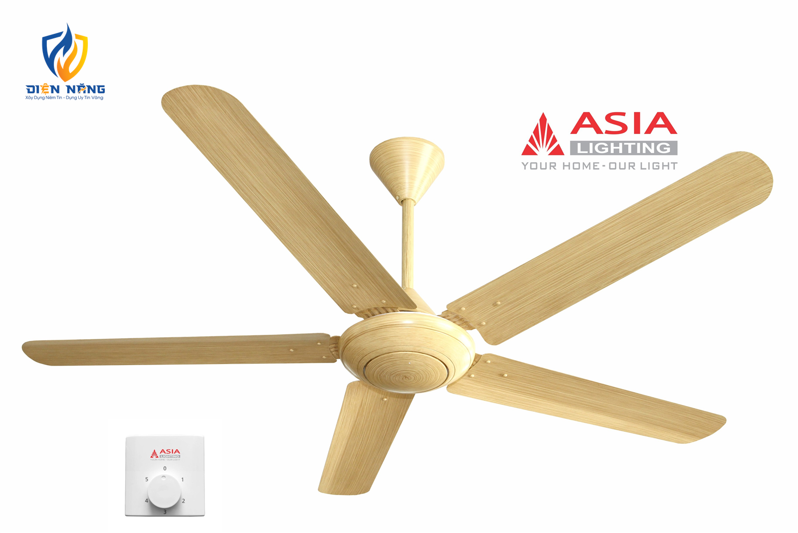 Quạt trần cao cấp QT06-G - Gỗ phong cách