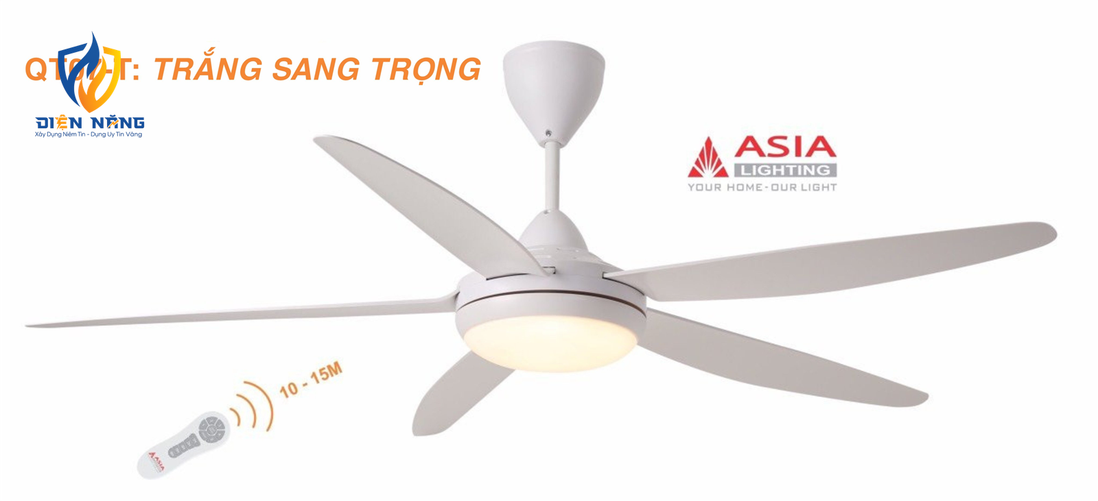 Quạt trần đèn cao cấp QT07-T - Trắng sang trọng