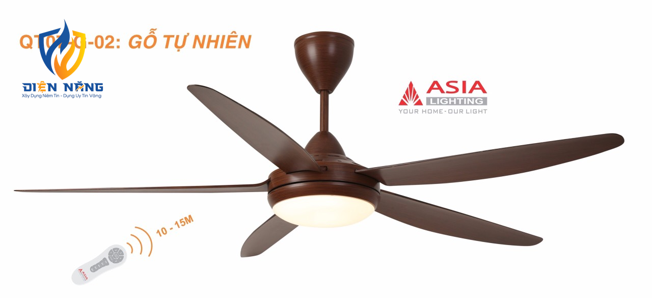 Quạt trần đèn cao cấp QT07-G-02 - Gỗ tự nhiên