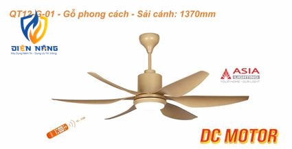 Quạt trần đèn cao cấp 6 cánh - sải cánh 1370 - QT12-G-01 - Gỗ phong cách - anh 2
