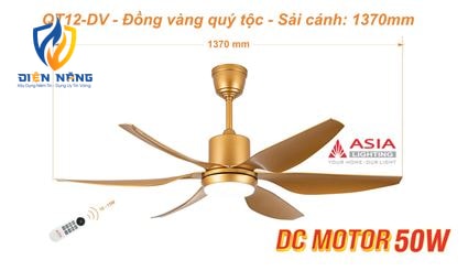 Quạt trần đèn cao cấp 6 cánh - sải cánh 1370 - QT12-DV-01 - Đồng vàng quý tộc - anh 11
