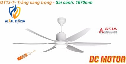 Quạt trần đèn cao cấp 6 cánh - sải cánh 1670 - QT13-T-01 - Trắng sang trọng - anh 2
