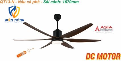 Quạt trần đèn cao cấp 6 cánh - sải cánh 1670 - QT13-N-01 - Nâu cà phê - anh 2