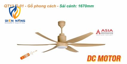 Quạt trần đèn cao cấp 6 cánh - sải cánh 1670 - QT13-G-01 - Gỗ phong cách - anh 2