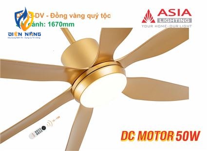 Quạt trần đèn cao cấp 6 cánh - sải cánh 1670 - QT13-DV - Đồng vàng quý tộc - anh 10