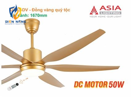 Quạt trần đèn cao cấp 6 cánh - sải cánh 1670 - QT13-DV - Đồng vàng quý tộc - anh 9