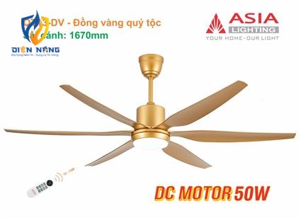 Quạt trần đèn cao cấp 6 cánh - sải cánh 1670 - QT13-DV - Đồng vàng quý tộc - anh 12