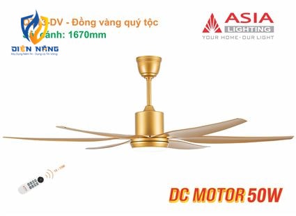 Quạt trần đèn cao cấp 6 cánh - sải cánh 1670 - QT13-DV - Đồng vàng quý tộc - anh 11