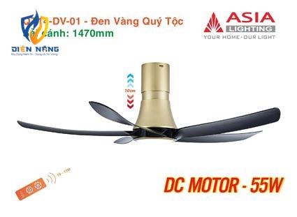 Quạt trần đèn cao cấp 05 cánh QT14 - Đen vàng quý tộc - anh 7