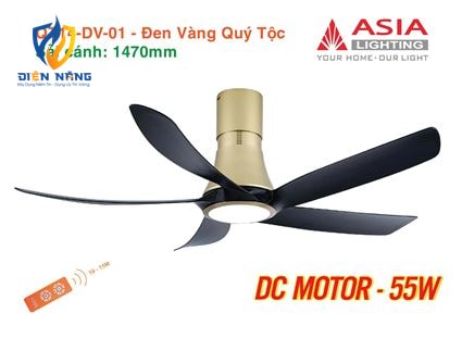 Quạt trần đèn cao cấp 05 cánh QT14 - Đen vàng quý tộc - anh 11