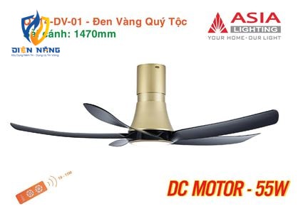 Quạt trần đèn cao cấp 05 cánh QT14 - Đen vàng quý tộc - anh 10