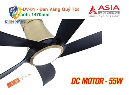 Quạt trần đèn cao cấp 05 cánh QT14 - Đen vàng quý tộc - anh 9