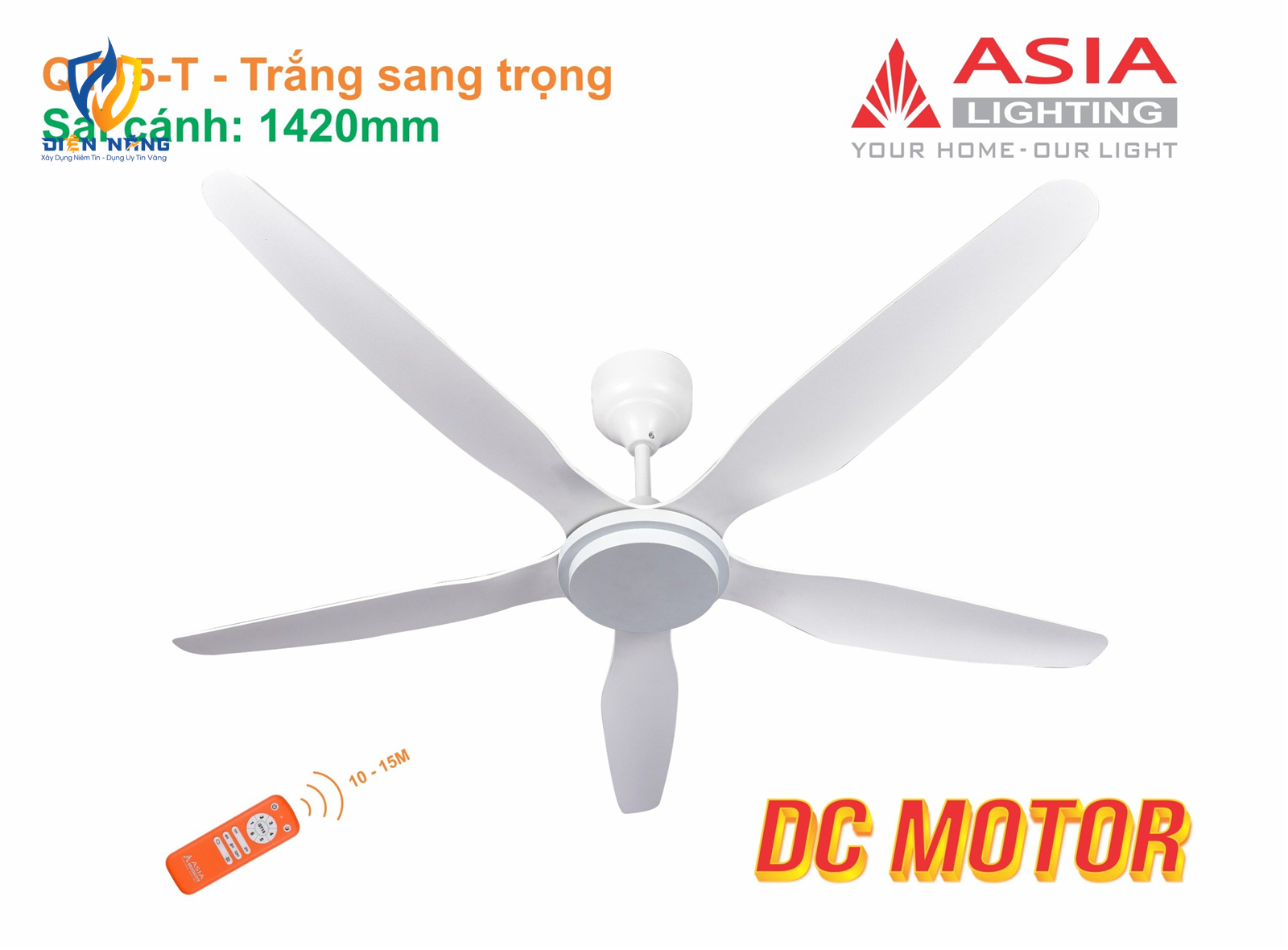 Quạt trần cao cấp QT15 - Trắng sang trọng