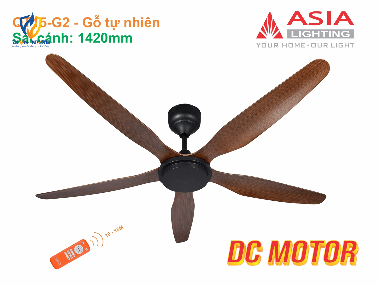 Quạt trần cao cấp QT15 - Gỗ tự nhiên