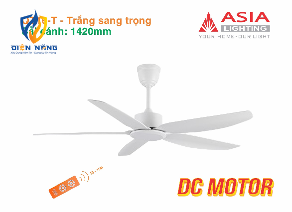 Quạt trần cao cấp 05 cánh QT16 - Trắng sang trọng