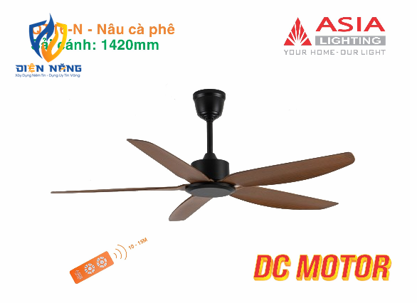 Quạt trần cao cấp 05 cánh QT16 - Nâu cà phê