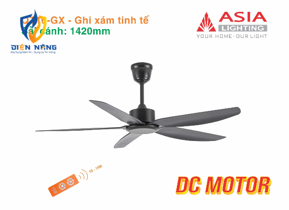 Quạt trần cao cấp 05 cánh QT16 - Ghi xám tinh tế