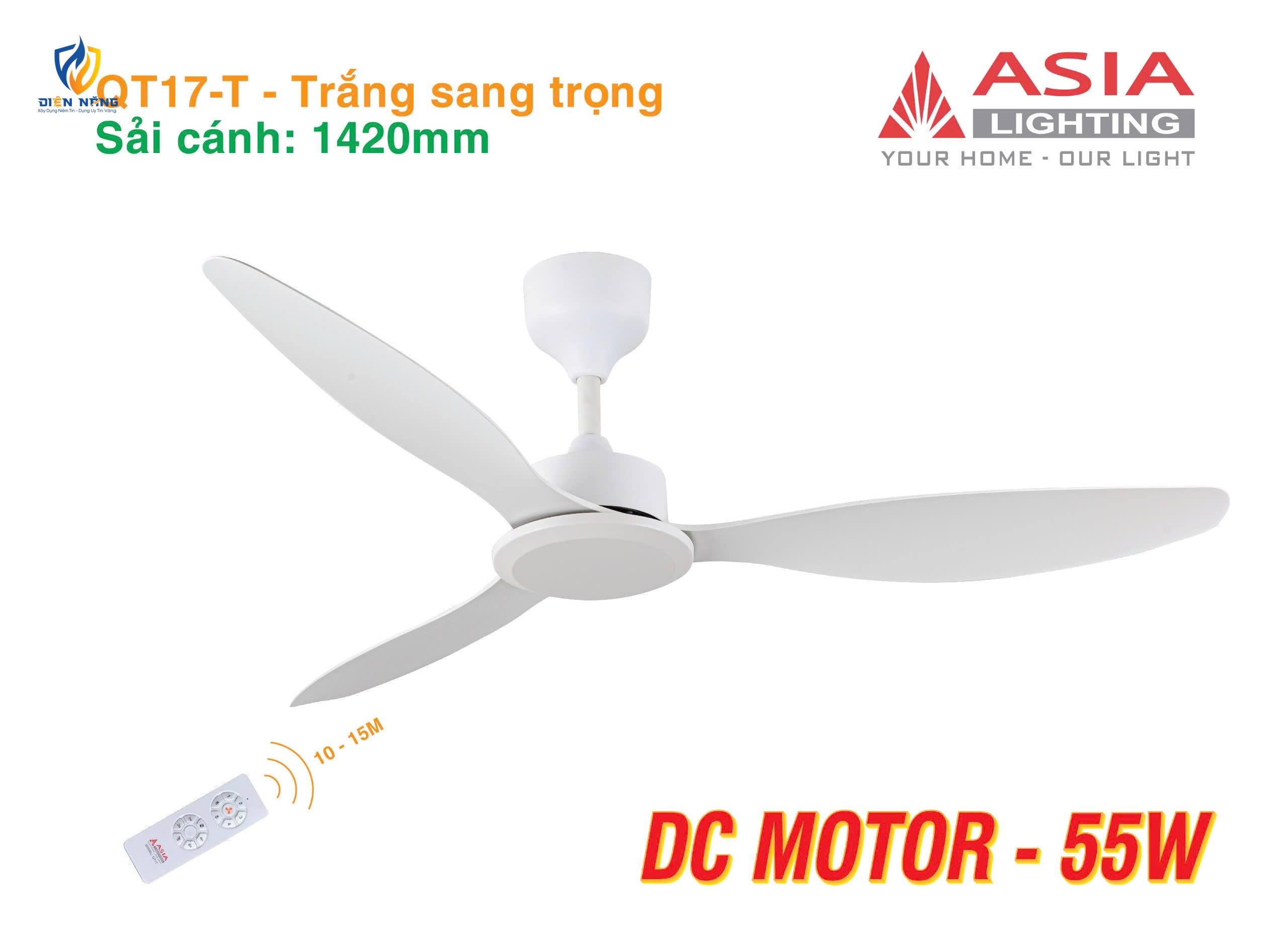 Quạt trần cao cấp 03 cánh QT17 - Trắng sang trọng - anh 6