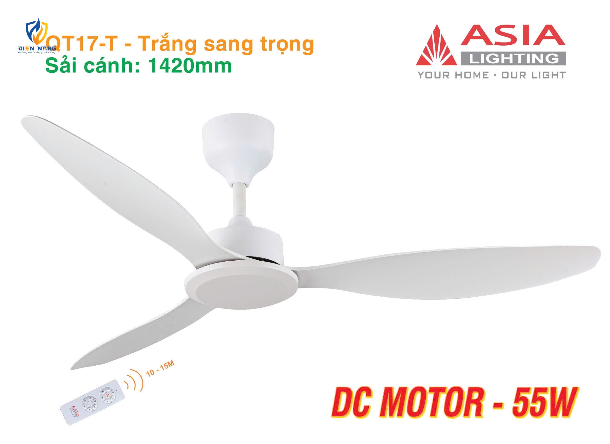 Quạt trần cao cấp 03 cánh QT17 - Trắng sang trọng - anh 5