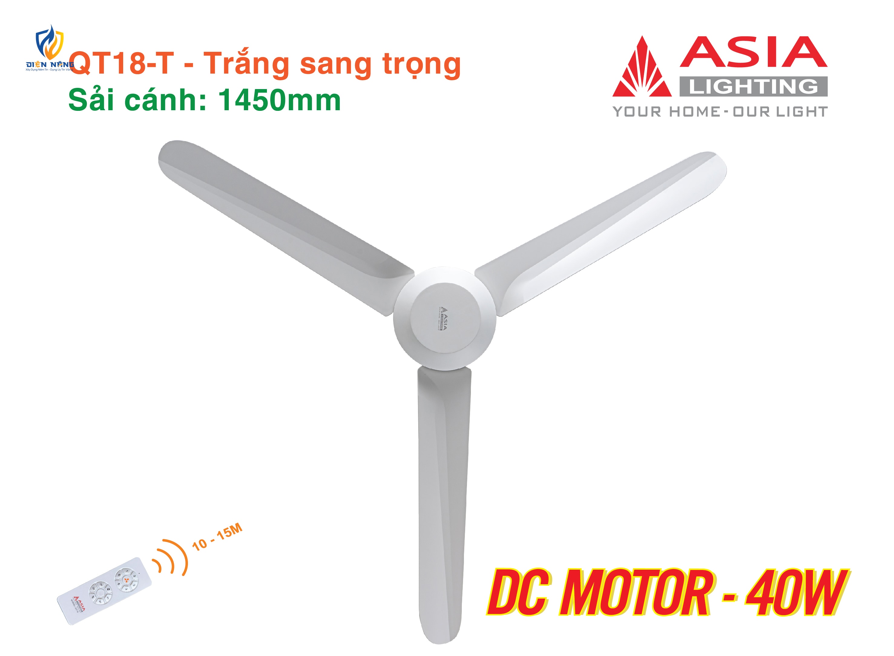 Quạt trần cao cấp 03 cánh QT18 - Trắng sang trọng - anh 3