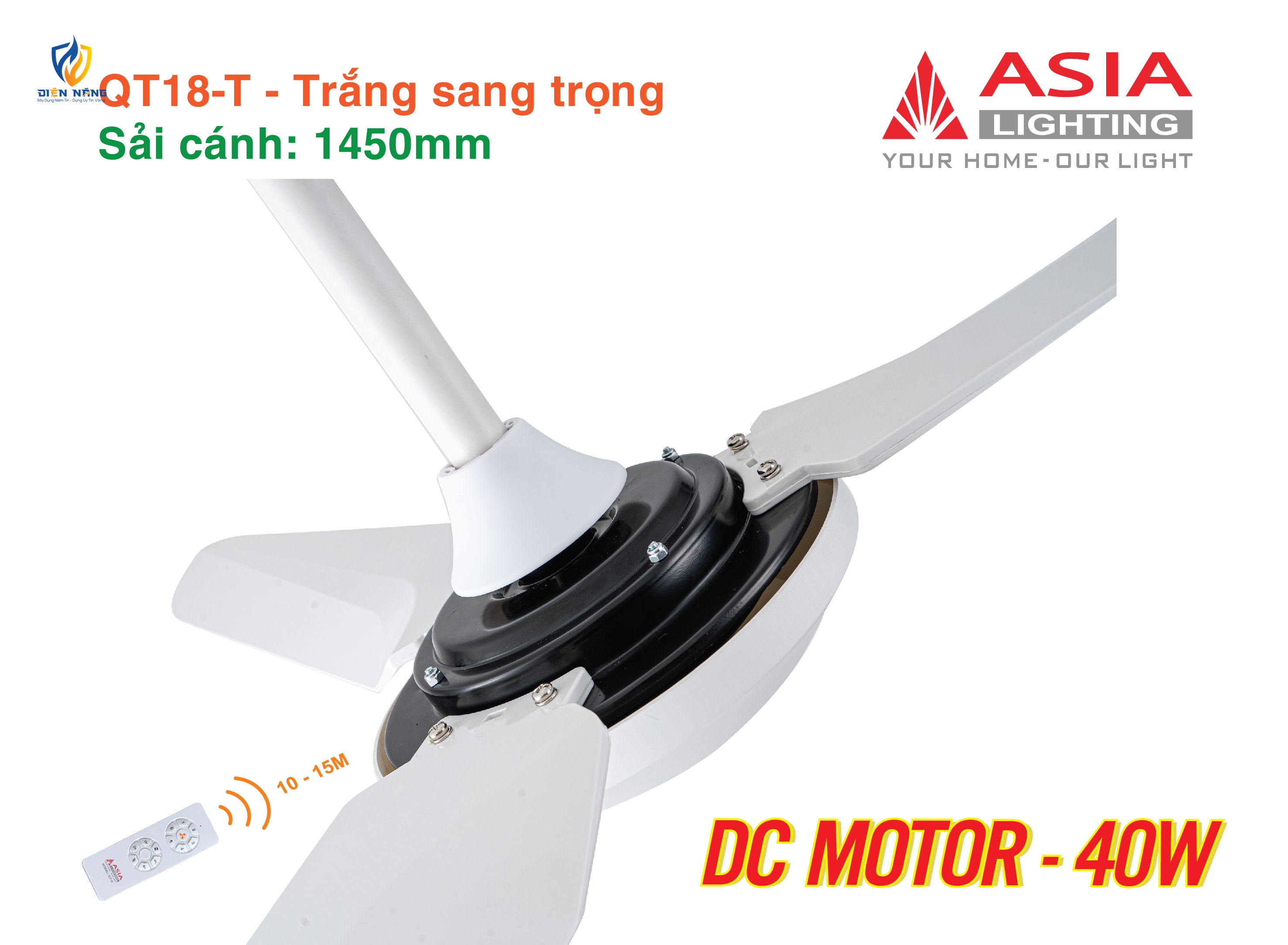 Quạt trần cao cấp 03 cánh QT18 - Trắng sang trọng - anh 5