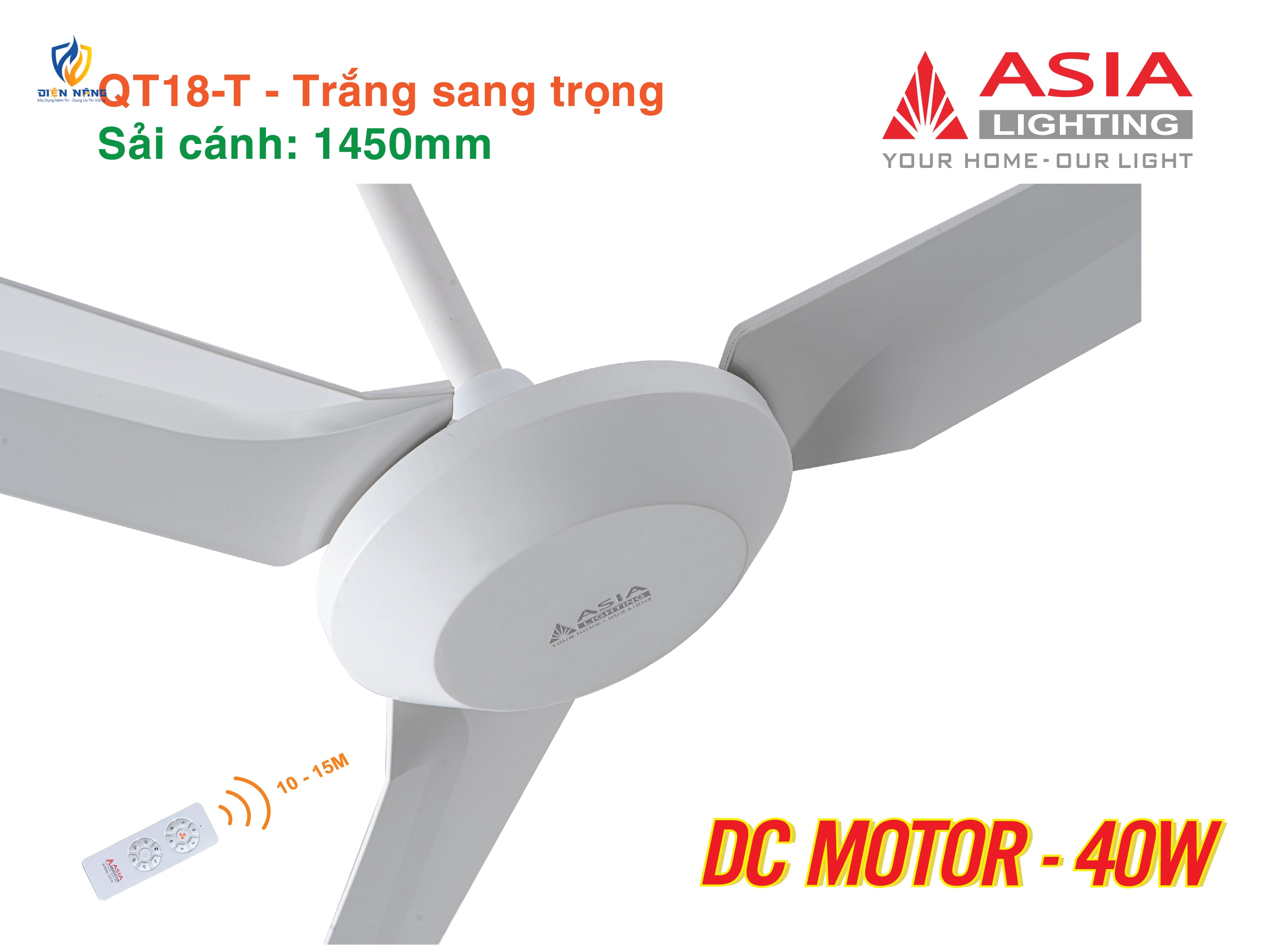 Quạt trần cao cấp 03 cánh QT18 - Trắng sang trọng - anh 4