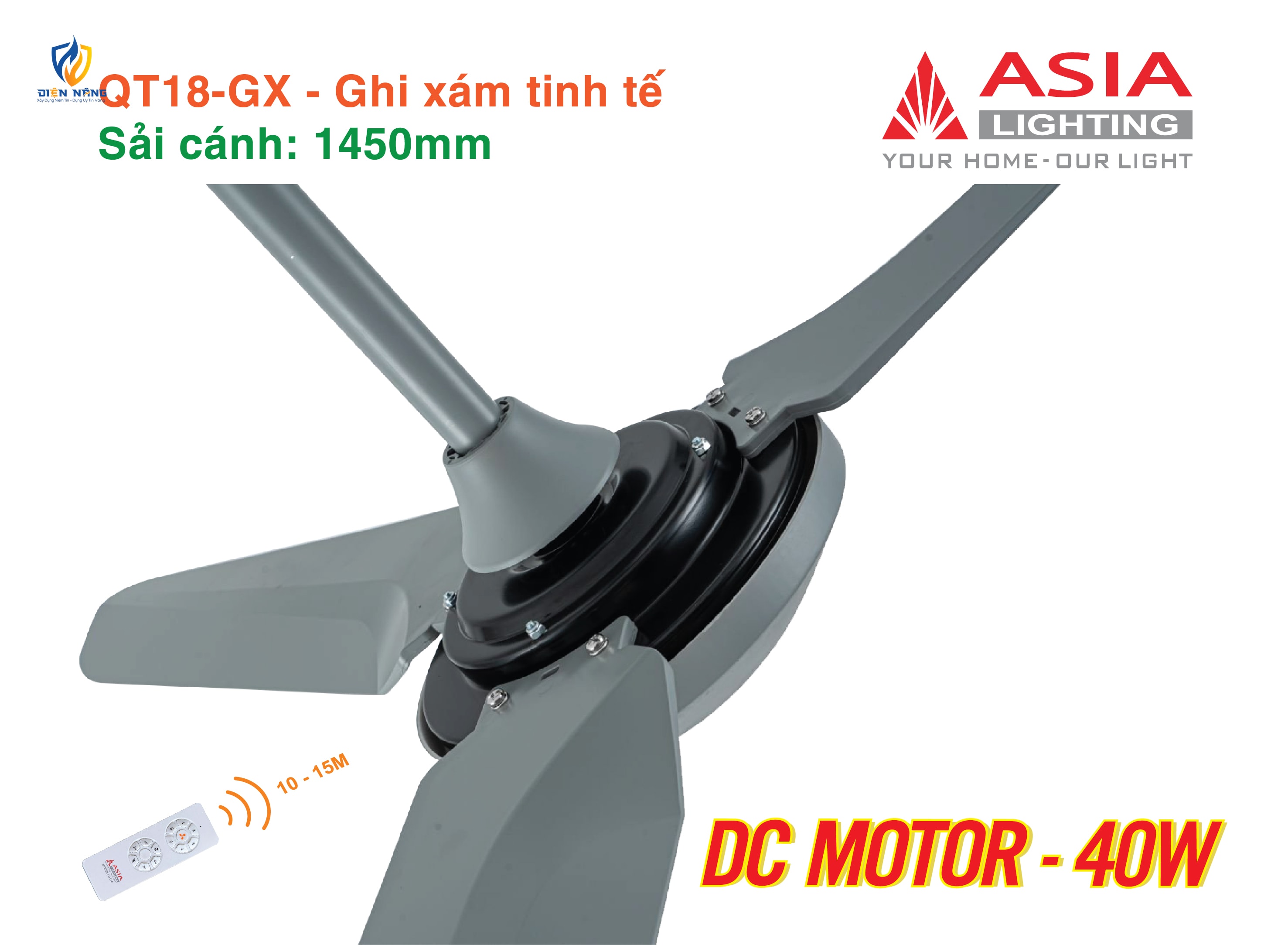 Quạt trần cao cấp 03 cánh QT18 - Ghi xám tinh tế - anh 5