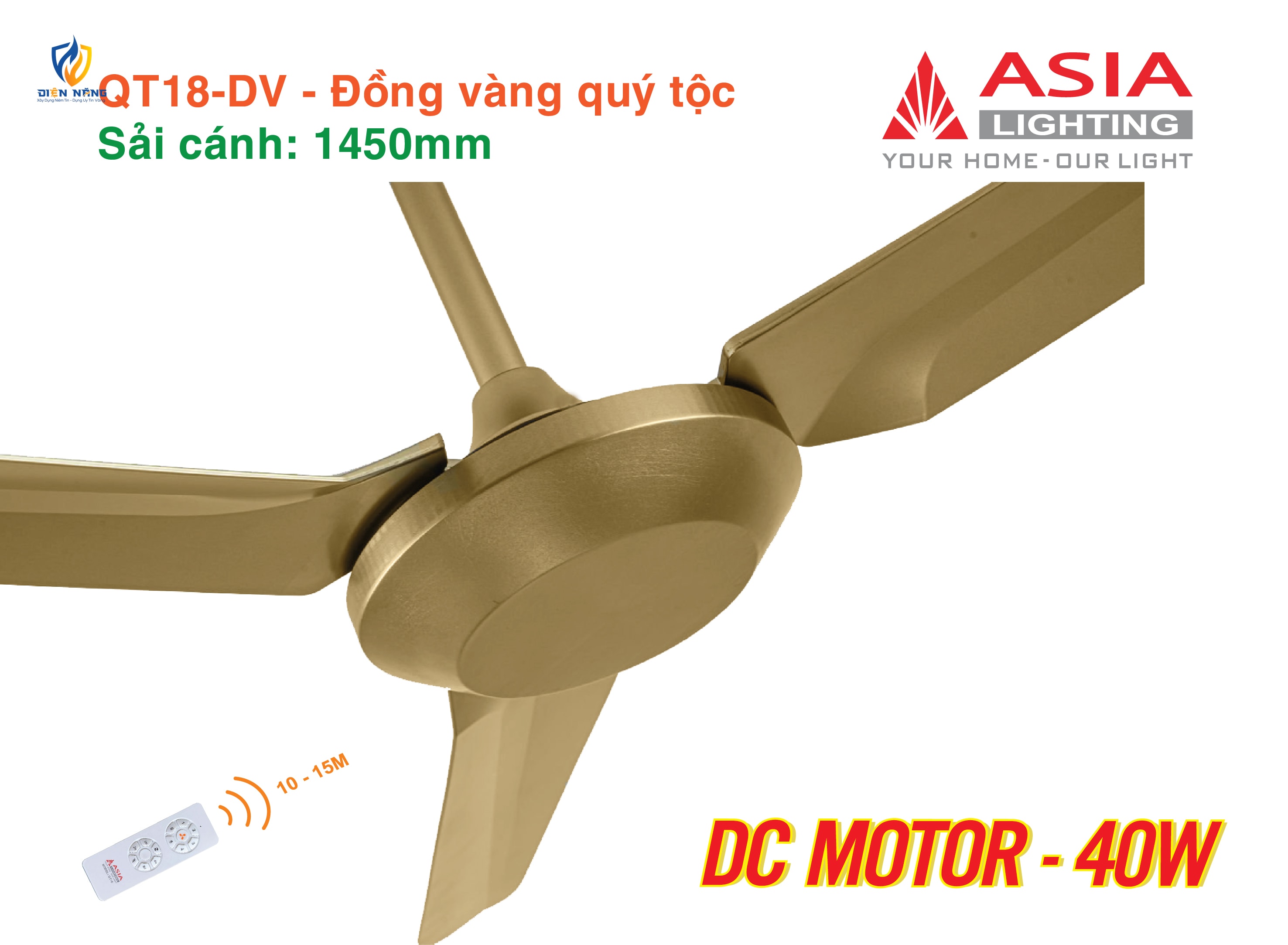 Quạt trần cao cấp 03 cánh QT18 - Đồng vàng quý tộc - anh 4