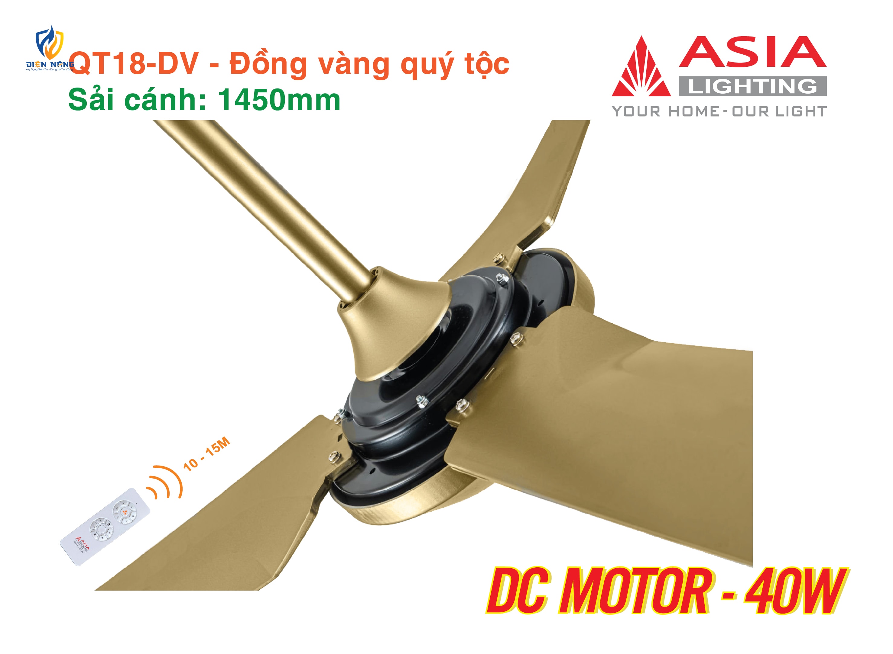 Quạt trần cao cấp 03 cánh QT18 - Đồng vàng quý tộc - anh 5