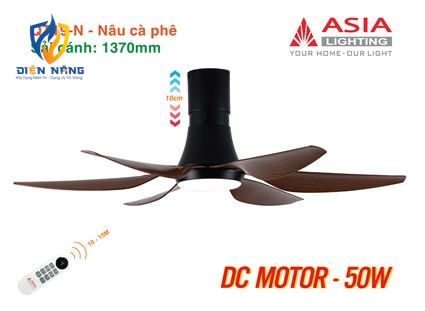 Quạt trần đèn cao cấp 6 cánh - sải cánh 1370 - QT19-T-01 - Nâu cà phê - anh 7