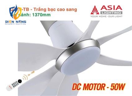 Quạt trần đèn cao cấp 6 cánh - sải cánh 1370 - QT19-TB-01 - Trắng bạc cao sang - anh 9