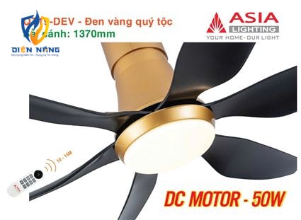 Quạt trần đèn cao cấp 6 cánh - sải cánh 1370 - QT19-DEV-01 - Đen vàng quý tộc - anh 7