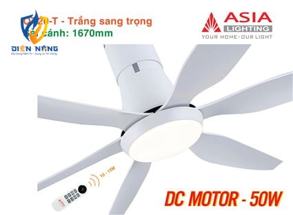 Quạt trần đèn cao cấp 6 cánh - sải cánh 1670 - QT20-T-01 - Trắng sang trọng - anh 8