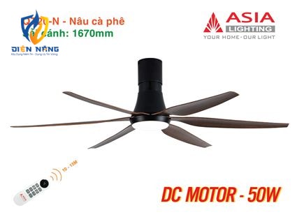 Quạt trần đèn cao cấp 6 cánh - sải cánh 1670 - QT20-N-01 - Nâu cà phê - anh 8