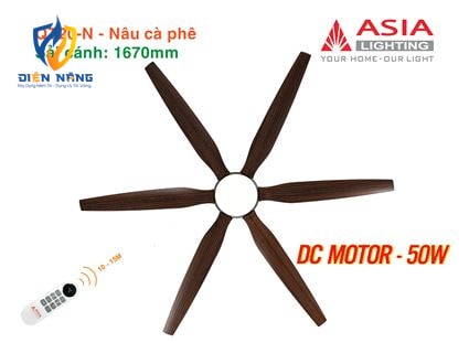 Quạt trần đèn cao cấp 6 cánh - sải cánh 1670 - QT20-N-01 - Nâu cà phê - anh 9